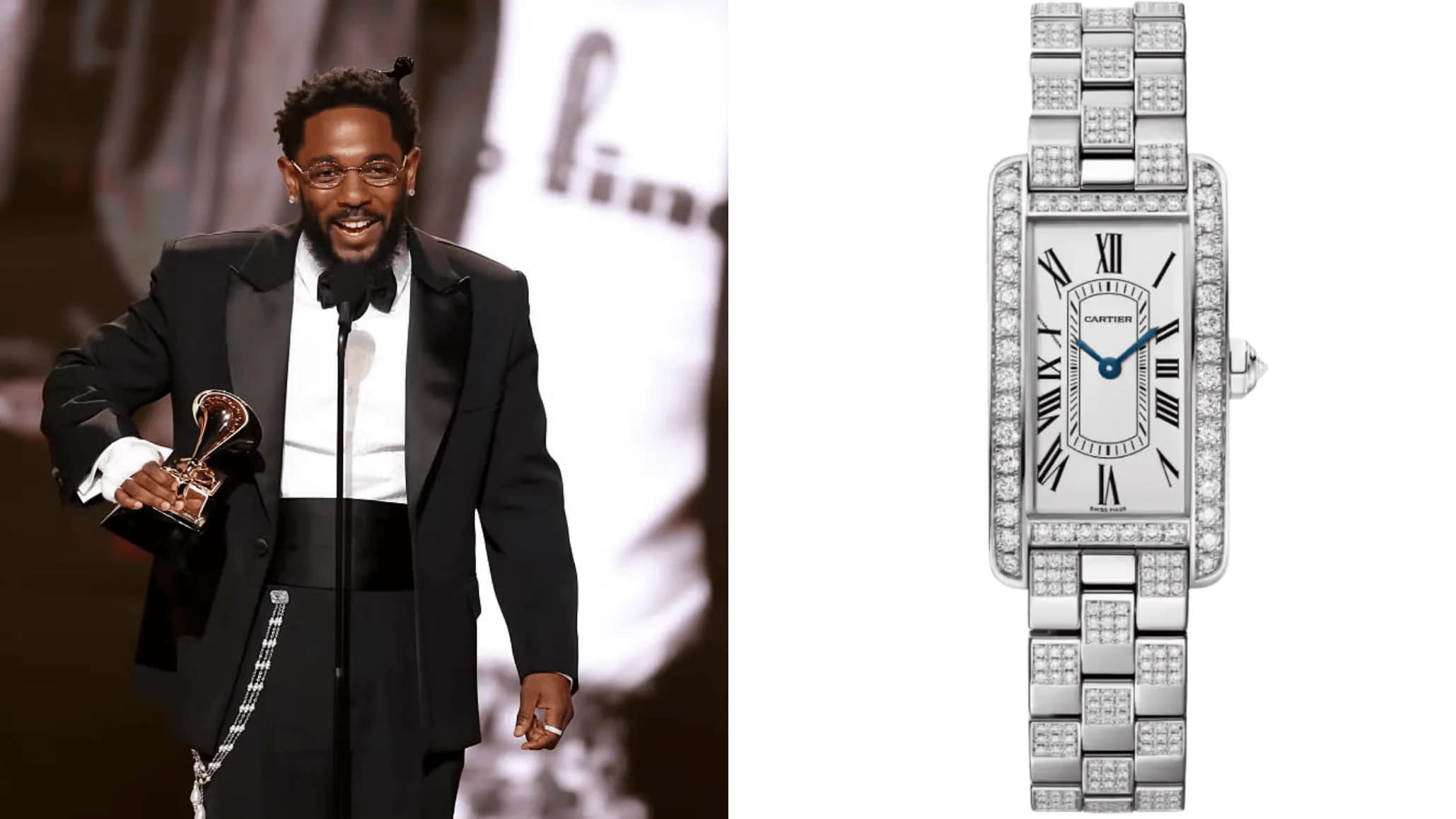 Kendrick Lamar - Cartier Tank Américaine in White Gold and Diamonds