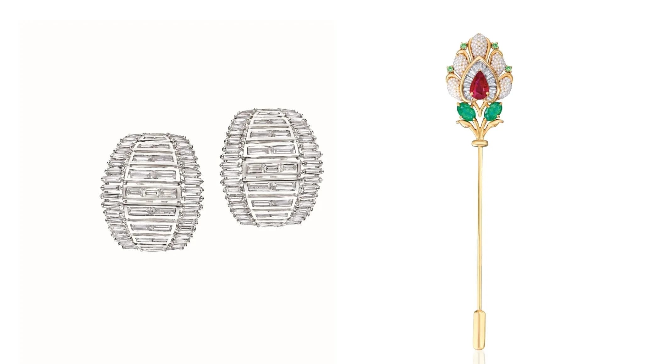 Moksh earrings and Moksh stick pin